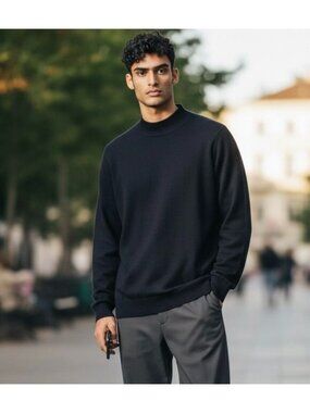 Vtg Joseph & Lyman Mens S Sweater Merino Wool Extrafine Australia Navy Mock